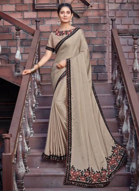 Beige Colour Mahotsav Adveka New Designer Fancy Party Wear Saree Collection 41109